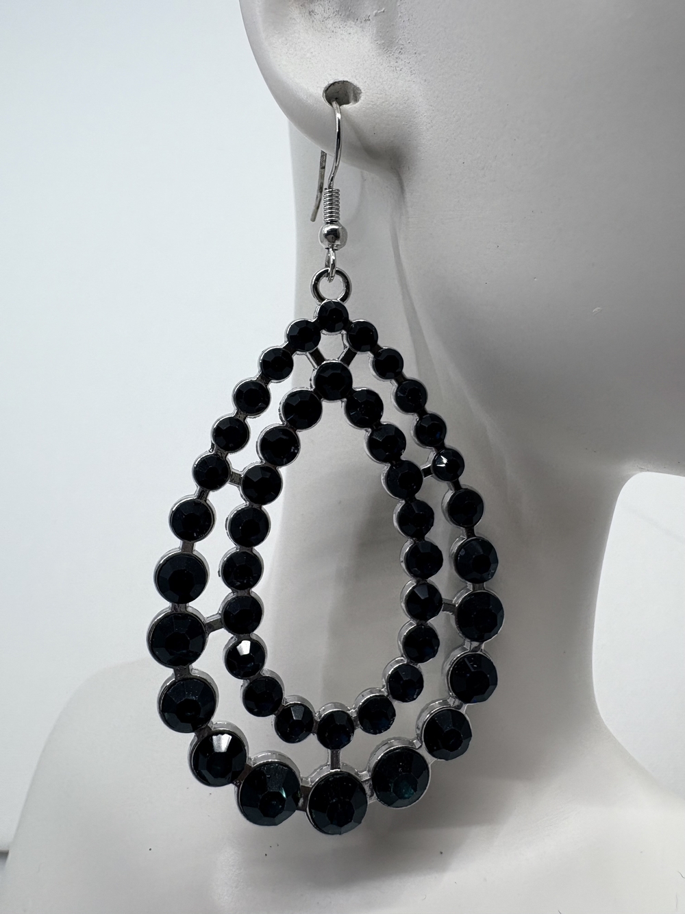 Black Teardrop Crystal Dangle Earrings - Women Jewelry